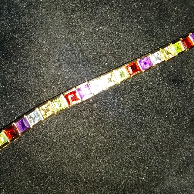 Genuine Multi Gemstones Gold 925 Stamped Bracelet Candy For The Wrist